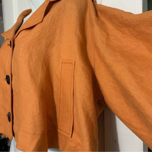 Linen Cropped Hoodie Peacoat/Trench NWOT Size SR - Picture 6 of 16